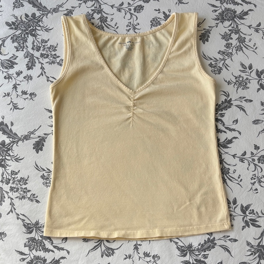 LIKE NEW! Brandy Melville Cinched V-Neck Tank - Picture 2 of 5